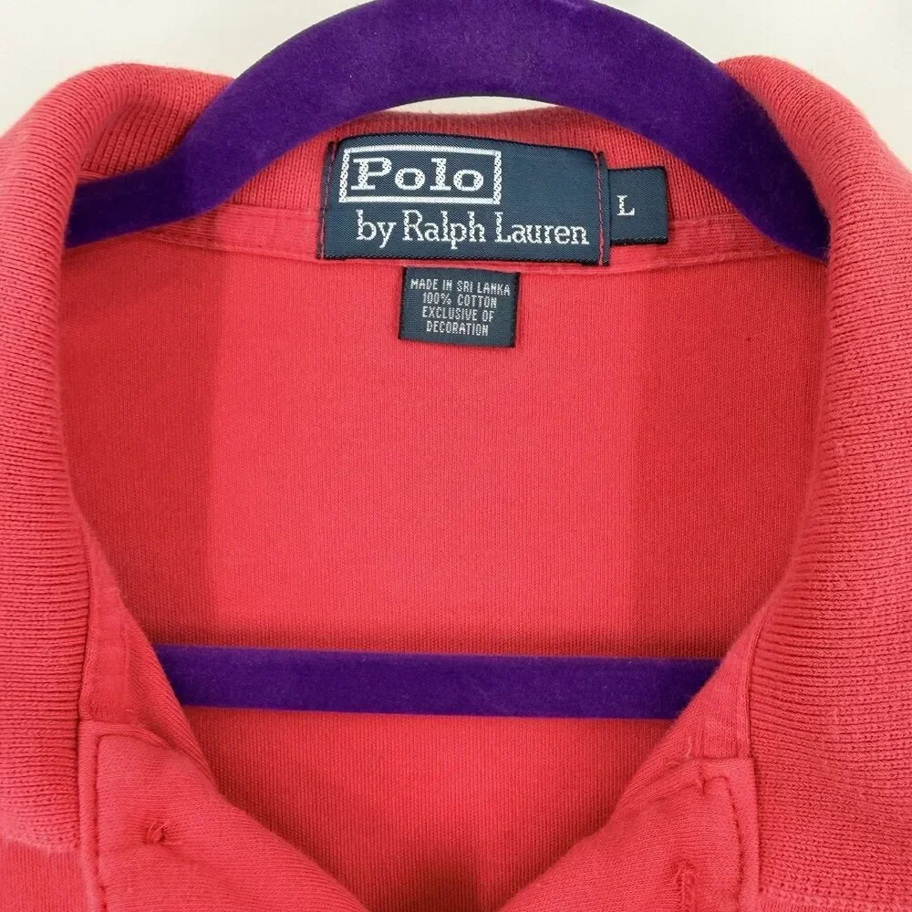 Ralph Lauren Polo Shirt Mens Size L Red Pony Classic Fit Short Sleeve Cotton